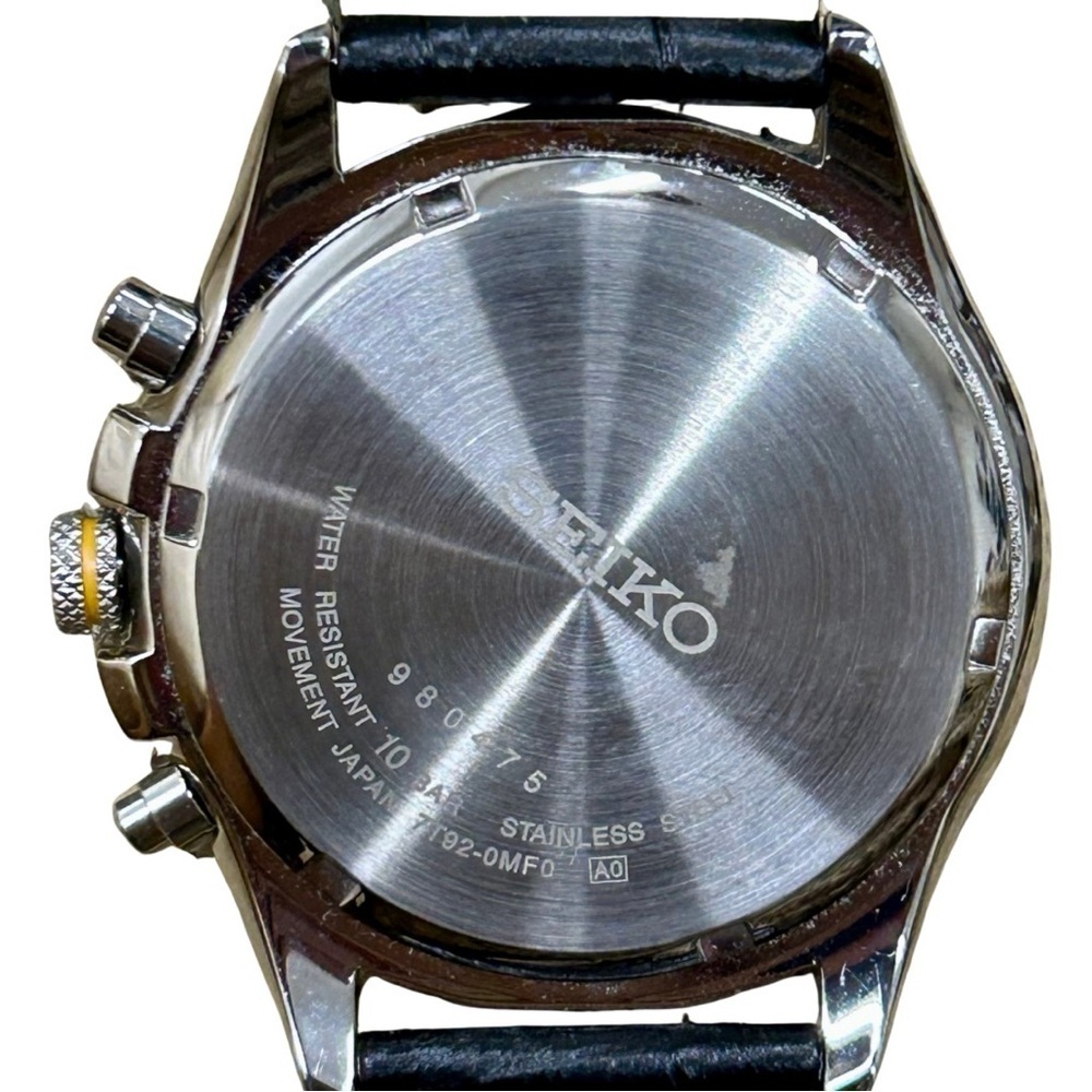 Seiko Chronograph Men’s Watch – Stainless Steel & Black Calf Leather Strap - Picture 5 of 8
